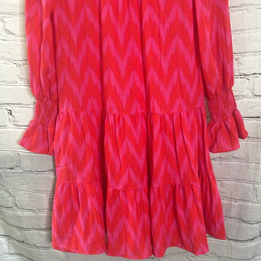 Tuckernuck Pomander Place Red & Pink Long Sleeve Tiered Dress Size Small - Picture 9 of 14